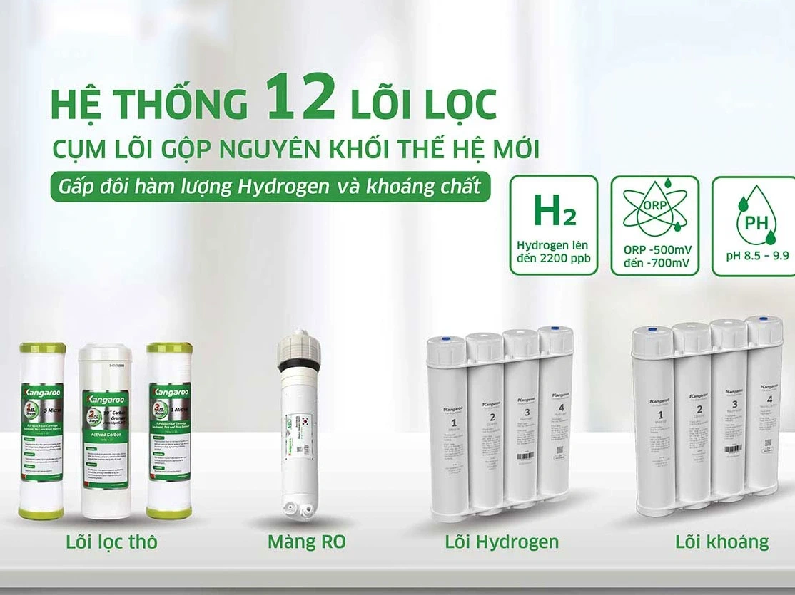 Máy lọc nước Kangaroo Hydrogen ion kiềm nóng lạnh KG12S11-E3