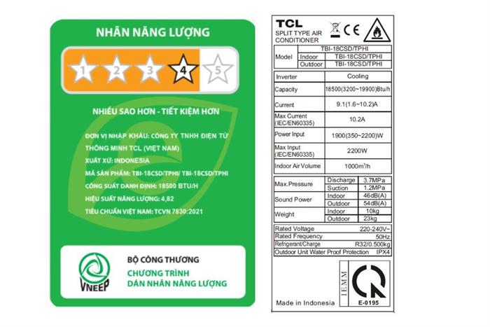Máy lạnh TCL Inverter 2 HP TBI-18CSD/TPHI
