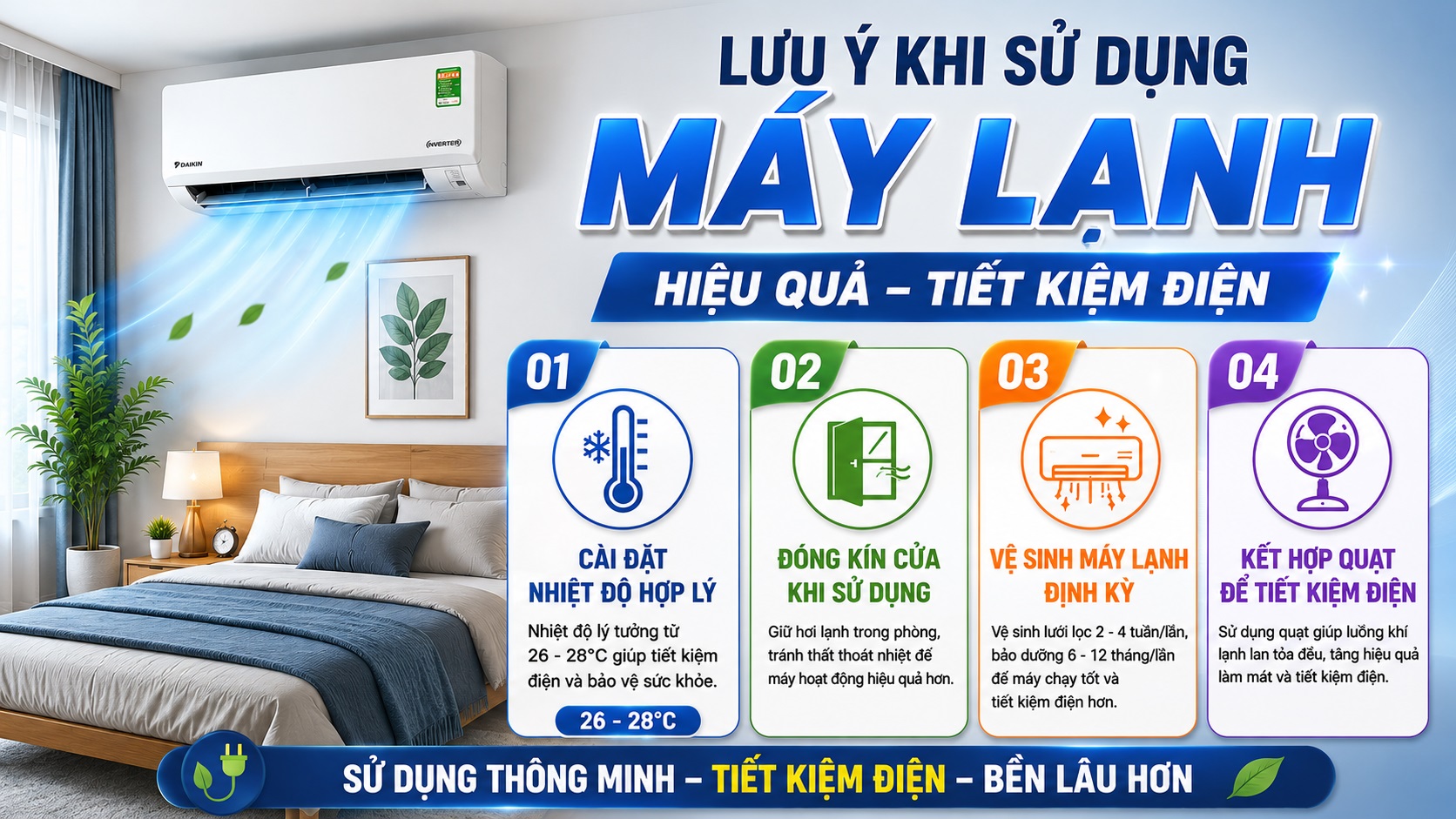 Cách sử dụng máy lạnh hiệu quả nhất để tiết kiệm điện hơn