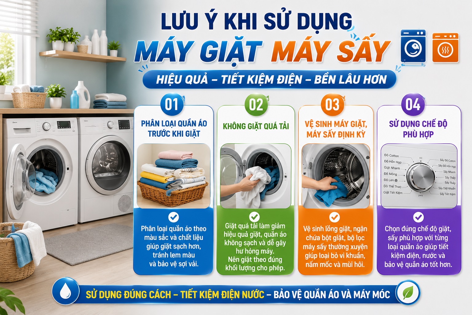 Các Lưu Ý Khi Sử Dụng Máy Giặt và Máy Sấy Quần Áo